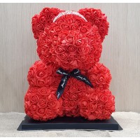 Μεγάλο κόκκινο Rose Bear με στέμα-Μεγάλο αρκουδάκι από τριαντάφυλλα