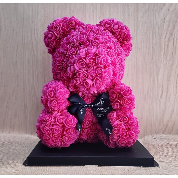 Μεγάλο φούξια Rose Bear E-Shop- Αρκουδάκια από τριαντάφυλλα