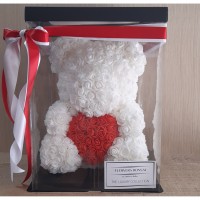 Μεγάλο λευκό - RED HEART Rose Bear E-Shop-Μεγάλο αρκουδάκι από τριαντάφυλλα
