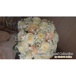Νυφικες Ανθοδεσμες - Λευκά & ιβουάρ τριαντάφυλλα Γάμος