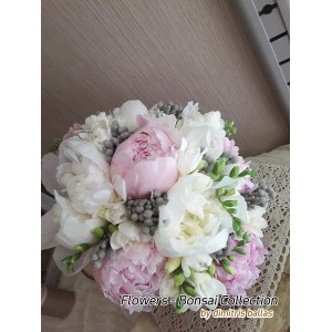 Νυφικες Ανθοδεσμες - Λευκές & ροζ παιώνιες Γάμος