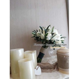 Νυφικες Ανθοδεσμες - Λευκά τριαντάφυλλα & ελιά Γάμος