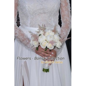 Νυφικες Ανθοδεσμες - Παιώνιες & τριαντάφυλλα λευκά Γάμος
